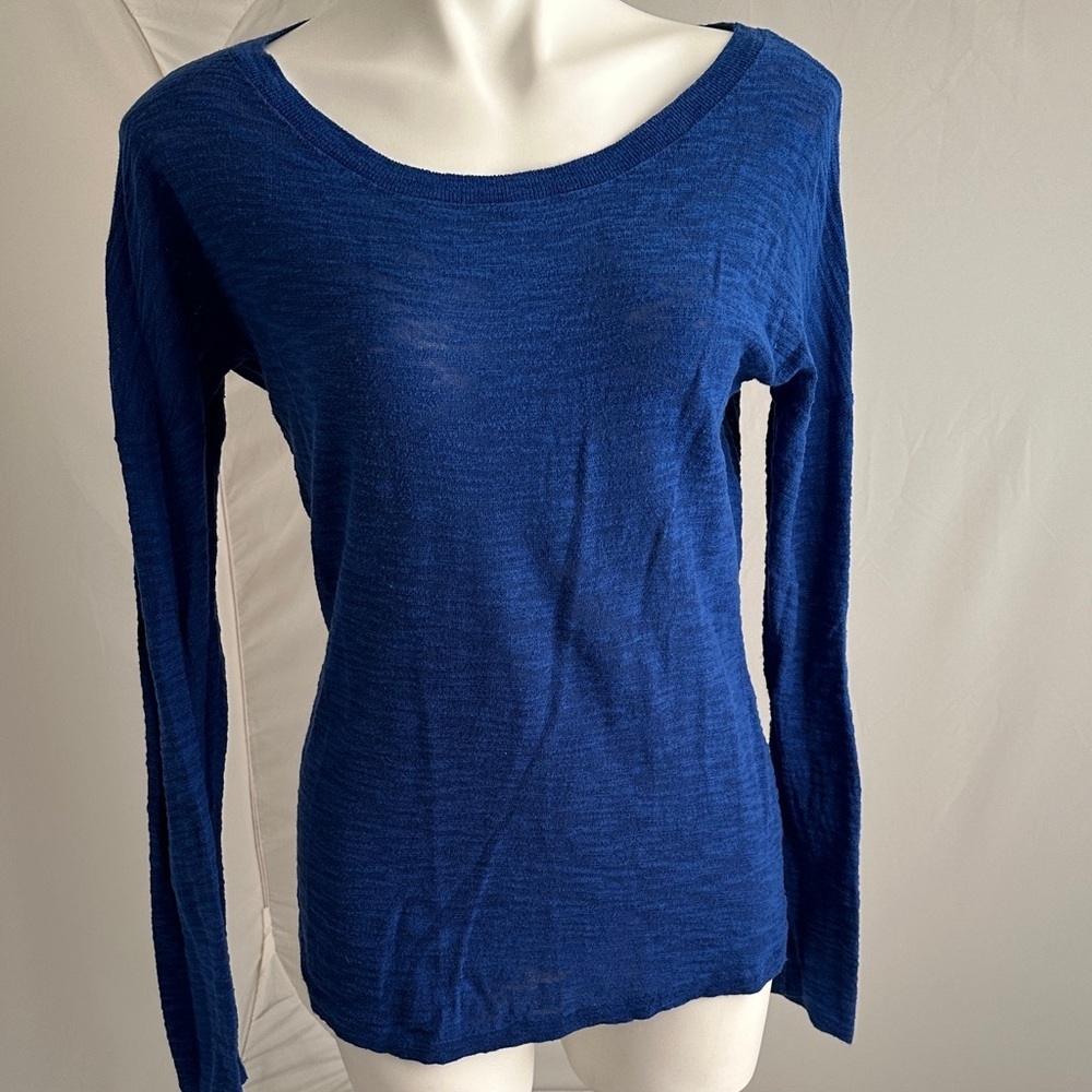 Express blue scoop neck drop shoulder dolman sleeve burnout sweater
